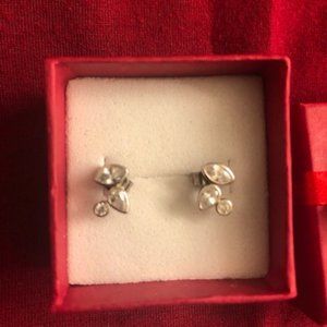 Elegant Sterling Silver Earrings - Cubic zirconia studs